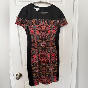 London Times Black and Red Floral Midi Dress